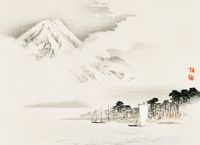 Plakat 55x40cm View of Mount Fuji, Kōno Bairei Japoński Vintage do Salonu