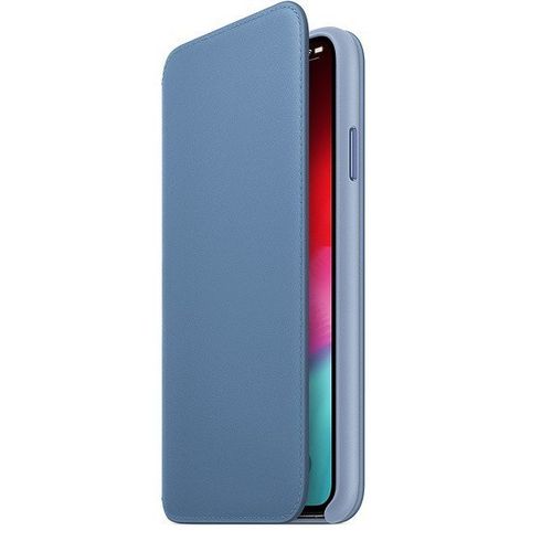 Etui skórzane folio iPhone XS Max - chabrowe na Arena.pl