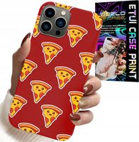 ETUI DO IPHONE 12 PRO - WZÓR Z WESOŁĄ PIZZĄ NA CZERWONYM TLE