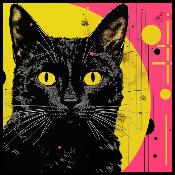 Plakat 90x90cm Neonowy Kocur zdjęcie 2