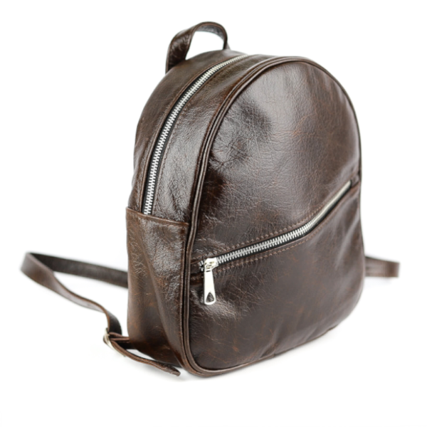 Pl-01 Plecak okrągły - gnieciony brąz KEMER zdjęcie 3