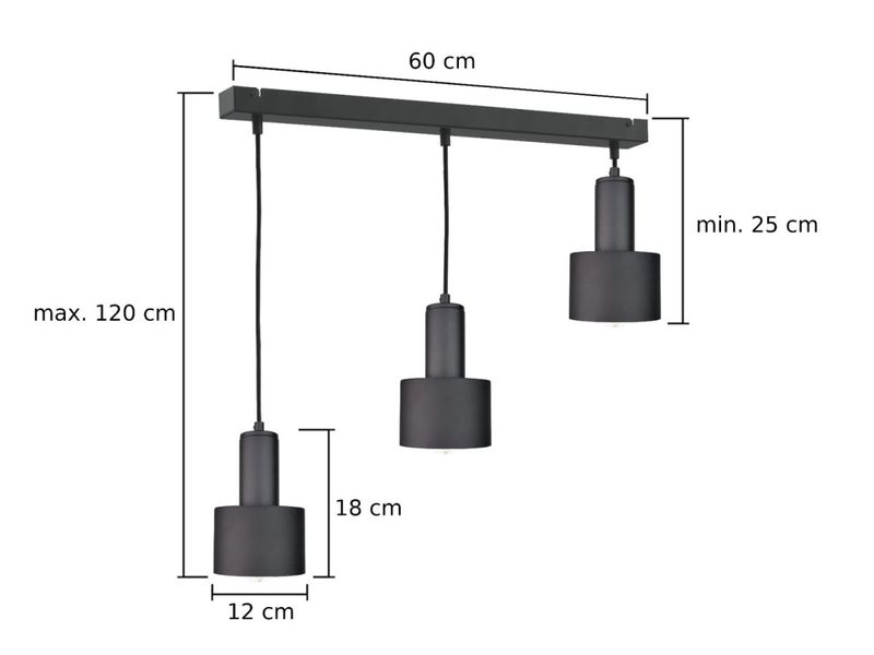 Lampa wisząca 3xE27 LUCE BLACK zdjęcie 4