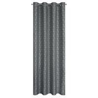 Zasłona Semi 140X250 cm welwet stalowa na przelotkach srebrny nadruk