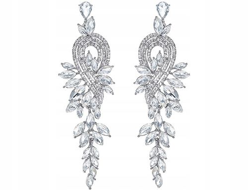 Srebrne Ozdobne Kolczyki Długie Kryształki Boho  P40 na Arena.pl