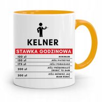 Dla Kelnera Kubek Żółty Kelner Stawka Godzinowa Z Nadrukiem Ze Zdjęciem