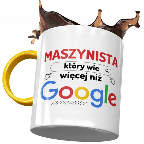 Kubek Żółty Dla Maszynisty Wie Więcej Niż Google Z Nadrukiem Ze Zdjęciem na Arena.pl