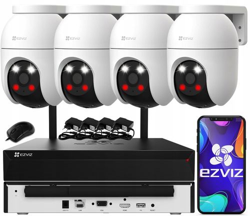 Zestaw Monitoringu WiFi EZVIZ 4 Kamery 5MPx C8c 3K Bezprzewodowy Aplikacja na Arena.pl