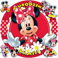 OPŁATEK NA TORT 20CM - MYSZKA MIKI MINI MICKEY + IMIĘ + GRATIS! 15CM 18CM