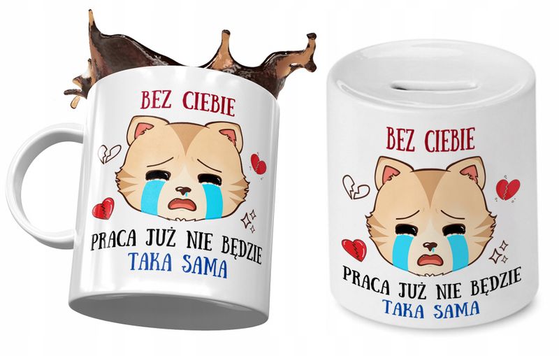 Pożegnanie Z Pracy Zestaw Kubek + Skarbonka Z Nadrukiem Ze Zdjęciem zdjęcie 1