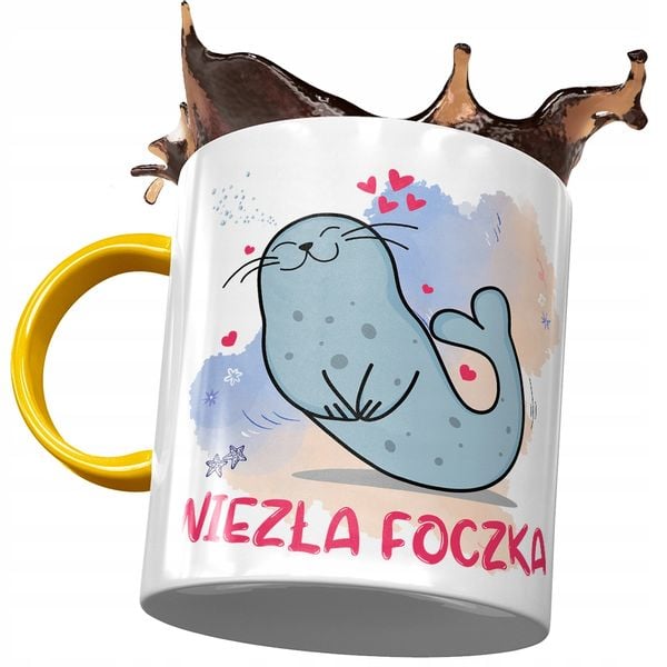 Kubek Żółty Śmieszny Zabawny Niezła Foczka Prezent Z Nadrukiem Ze Zdjęciem zdjęcie 1
