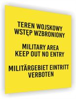 Tabliczka BHP Zakaz wstępu nadruk 20x15 CM TEREN WOJSKOWY WSTĘP WZBRONIONY