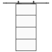 Drzwi przesuwne z zestawem okuć czarne 90x205 cm ESG szkło
