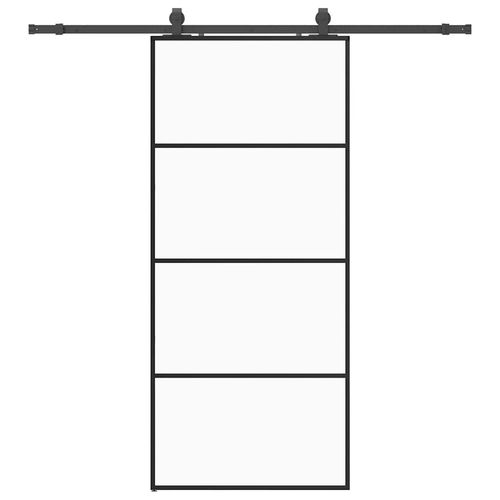 Drzwi przesuwne z zestawem okuć czarne 90x205 cm ESG szkło na Arena.pl