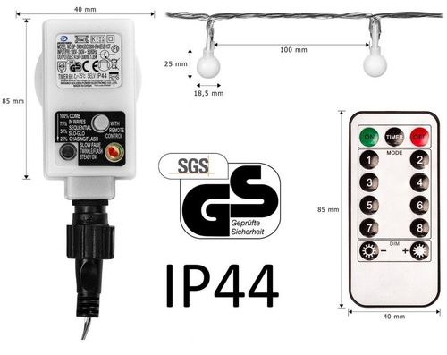 Imprezowe oświetlenie - 10 m, 100 LED, ciepła biel + pilot na Arena.pl