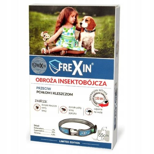 FREXIN OBROŻA NA PCHŁY I KLESZCZE DLA PSA PSÓW ŚREDNIE RASY REGULOWANA 55cm na Arena.pl
