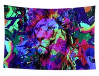 Dekoracja ŚCIENNA UV OBRAZ Fluorescencyjny GOBELIN ODBLASK 150x150cm XL Lew