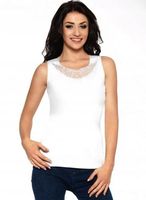 MORAJ podkoszulek damski na szerokich ramiączkach z koronką BIAŁY S