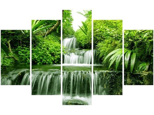 70 100CM OBRAZ 5 ELEM WODOSPAD LESIE DESZCZOWYM DRUK PŁÓTNO na Arena.pl