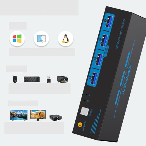 Przełącznik KVM DisplayPort 2xPC na 2 monitory 4K120Hz 8K60Hz USB3.0 na Arena.pl