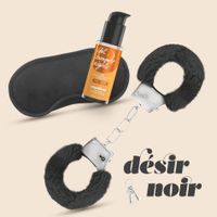 crushious désir noir handcuffs set + satin blindfold and warming
