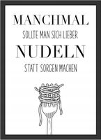 PLAKAT KUCHENNY DIN A4 Z HUMOREM TEKST PO NIEMIECKU CZASAMI LEPIEJ MAKARON