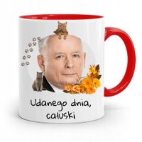 Kubek Czerwony Śmieszny Pis Jarosław Kaczyński Z Nadrukiem Ze Zdjęciem
