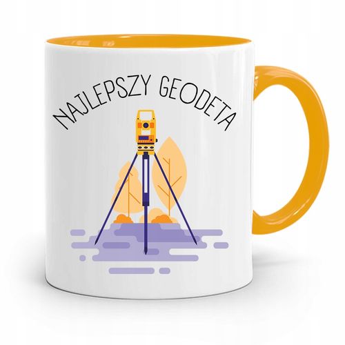 Kubek Żółty Dla Geodety Najlepszy Geodeta Prezent Z Nadrukiem Ze Zdjęciem na Arena.pl