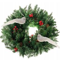 STROIK WIANEK ŚWIĄTECZNY NA STÓŁ NA DRZWI OZDOBA 60CM + PTASZKI DEKORACYJNE