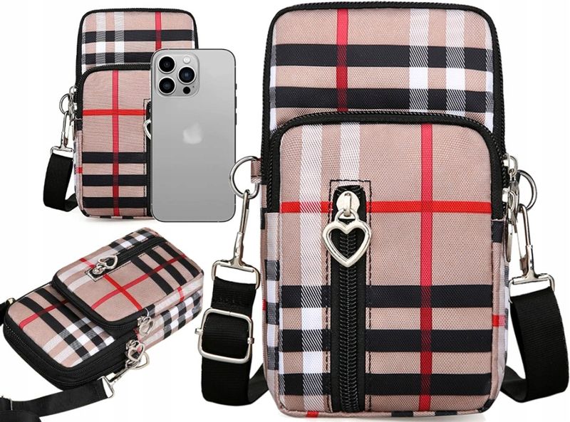 Listonoszka Torebka Na Telefon Miejska Etui Krata zdjęcie 3