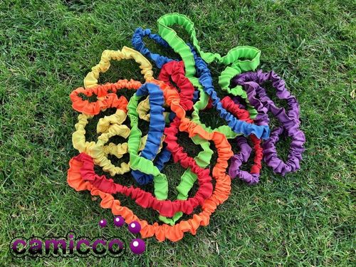 GUMA SENSORYCZNA tęczowa ANIMACYJNA do tańca gumy zabaw animatorów 7 m na Arena.pl