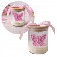 Świeca sojowa w szkle MOTYL Różowy na prezent handmade