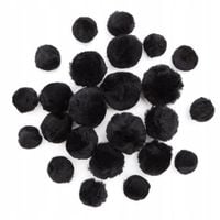 pompony akrylowe mix czarne 24 szt. 6676