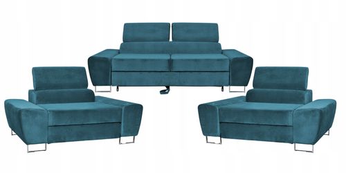 Zestaw mebli wypoczynkowych Bosso Sofa 2os fotele niebieskie Family Meble na Arena.pl