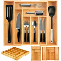 WKŁAD ORGANIZER DO SZUFLADY KUCHENNEJ NA SZTUĆCE BAMBUSOWY PREMIUM XXL 55cm