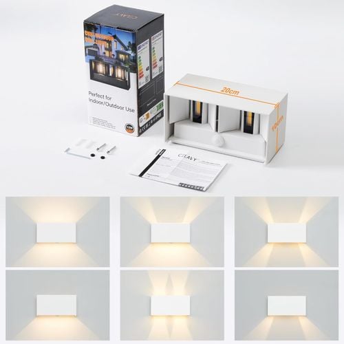 Lampa zewnętrzna LED CELAVY 2 szt. z czujnikiem ruchu IP65 ścienna biała na Arena.pl