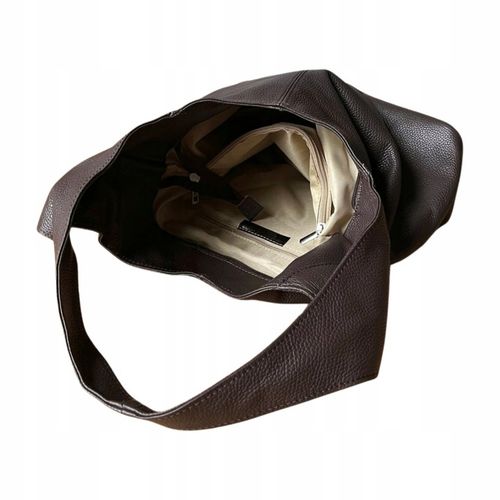 WŁOSKA CZEKOLADOWA TOREBKA SKÓRA NATURALNA BRĄZOWA TORBA WOREK VERA PELLE na Arena.pl