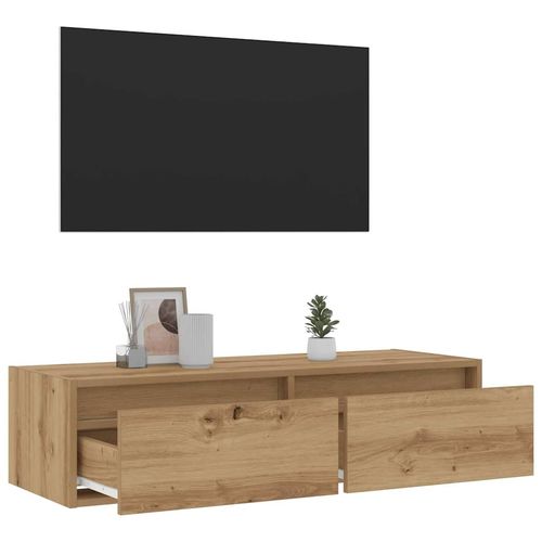 Szafka pod TV z oświetleniem LED, dąb artisan, 100x35,5x25 cm na Arena.pl