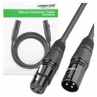 UGREEN AV130 Kabel XLR żeński do XLR męski - 3m (czarny)