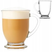 KUBEK SZKLANY KUBAS TRADYCYJNY SZKLANKA Z UCHEM DO KAWY HERBATY 400 ML