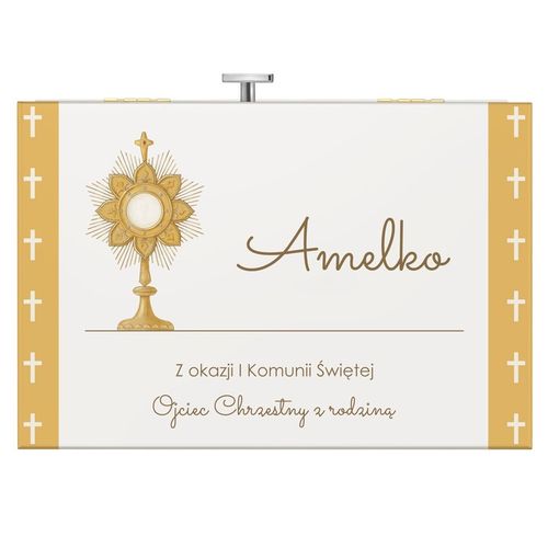Pamiątka Komunii Świętej Prezent Komunia Szkatułka Pozytywka z Szufladką na Arena.pl