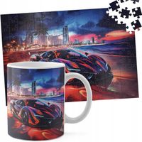ZESTAW KUBEK + PUZZLE 110EL - AUTA SUPER SAMOCHODY PLAŻA MIASTO NOC