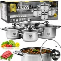 ZESTAW KOMPLET GARNKÓW Zinco 8el INDUKCJA GAZ ze STALI NIERDZEWNEJ 18/0