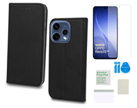 Etui z klapką do OPPO RENO 15 5G pokrowiec czarny case + folia ochronna TPU