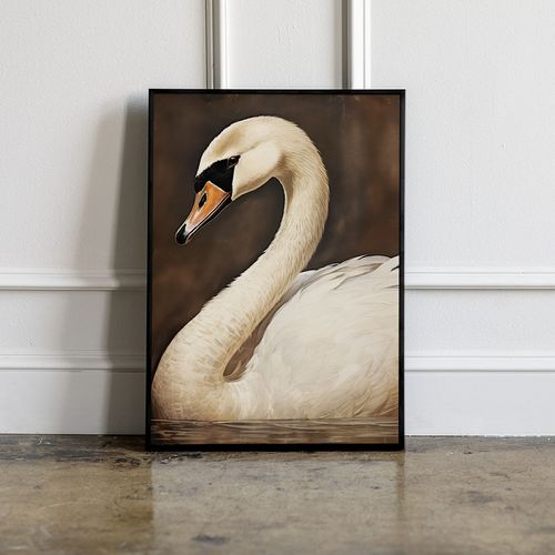 Plakat biały łabędź obraz 61x91 cm w czarnej ramie na Arena.pl