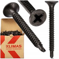 Wkrety do plyt gipsowych GK do metalu 3,5x35mm 12000szt. Czarne Klimas KSGM