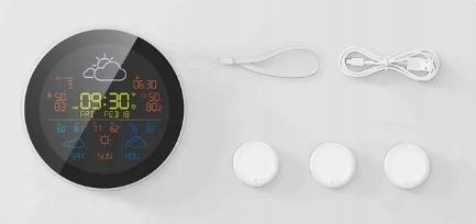 STACJA POGODY POGODOWA WIFI METEOROLOGICZNA TUYA ZEGAR 3 CZUJNIKI PROGNOZA na Arena.pl