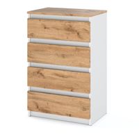 Komoda Skandynawska 4 Szuflady Biała Dąb Wotan Hugo Szafka Drewno Rtv Salon