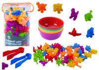 Zestaw Sorter Edukacyjny Nauka Kolorów Liczenia Dinozaury 48 El