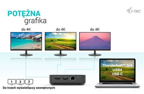 Stacja dokujaca i-tec USB-C - HDMI Dual DP Docking Station + PD 100W na Arena.pl