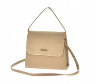 Laura Biaggi torebka wizytowa kuferek ciemny beż groszek klapka zamsz JP41